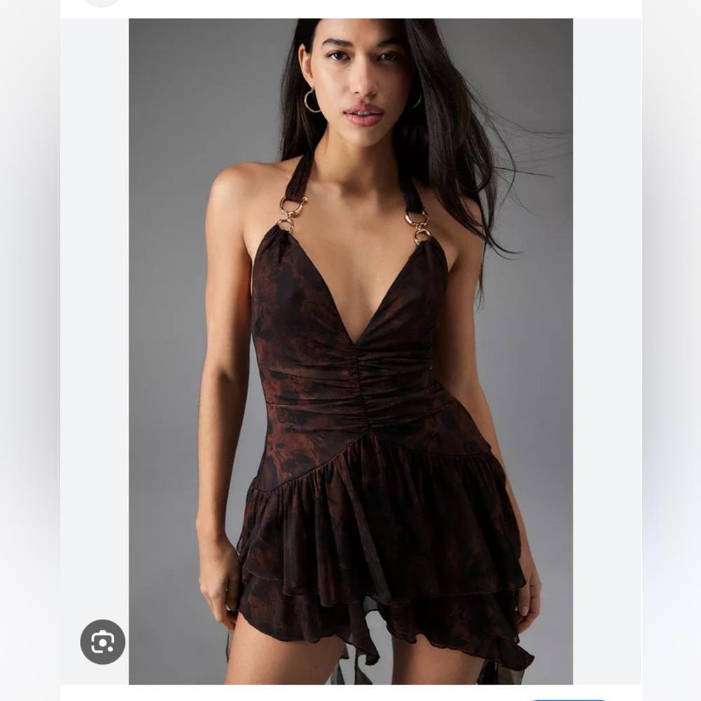 Urban Outfitters Rosa Mesh Halter Mini Dress
